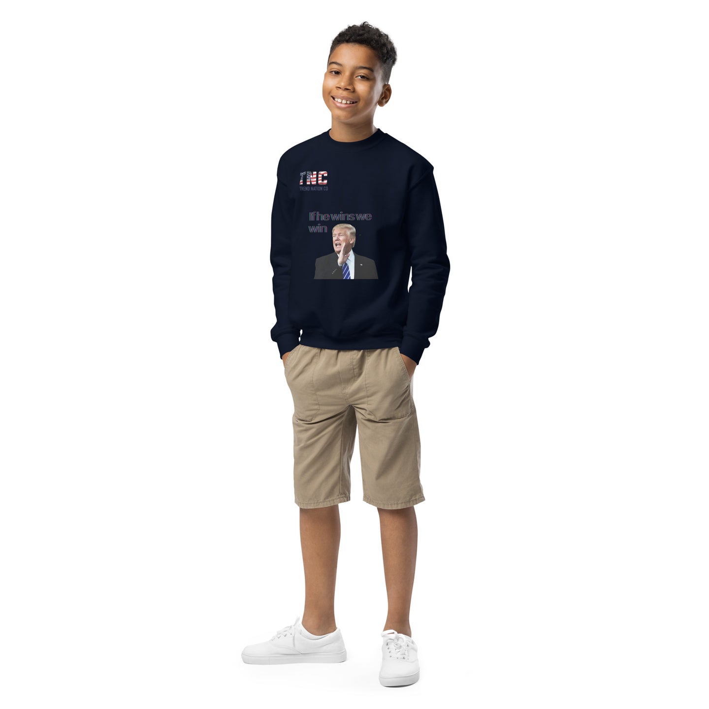 Youth He Wins We Win crewneck sweatshirt