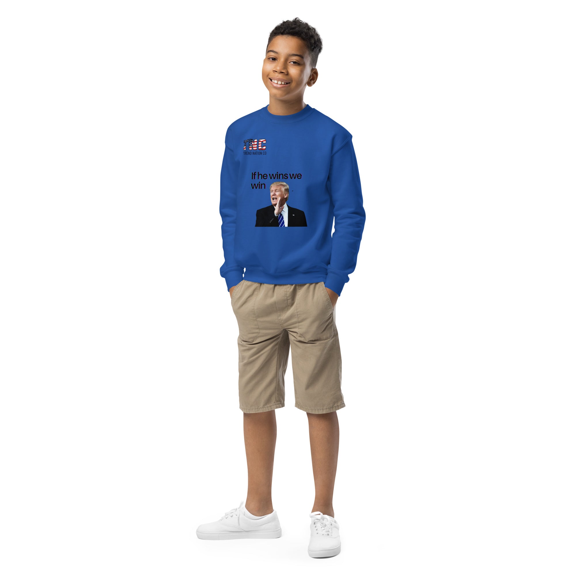 Youth He Wins We Win crewneck sweatshirt
