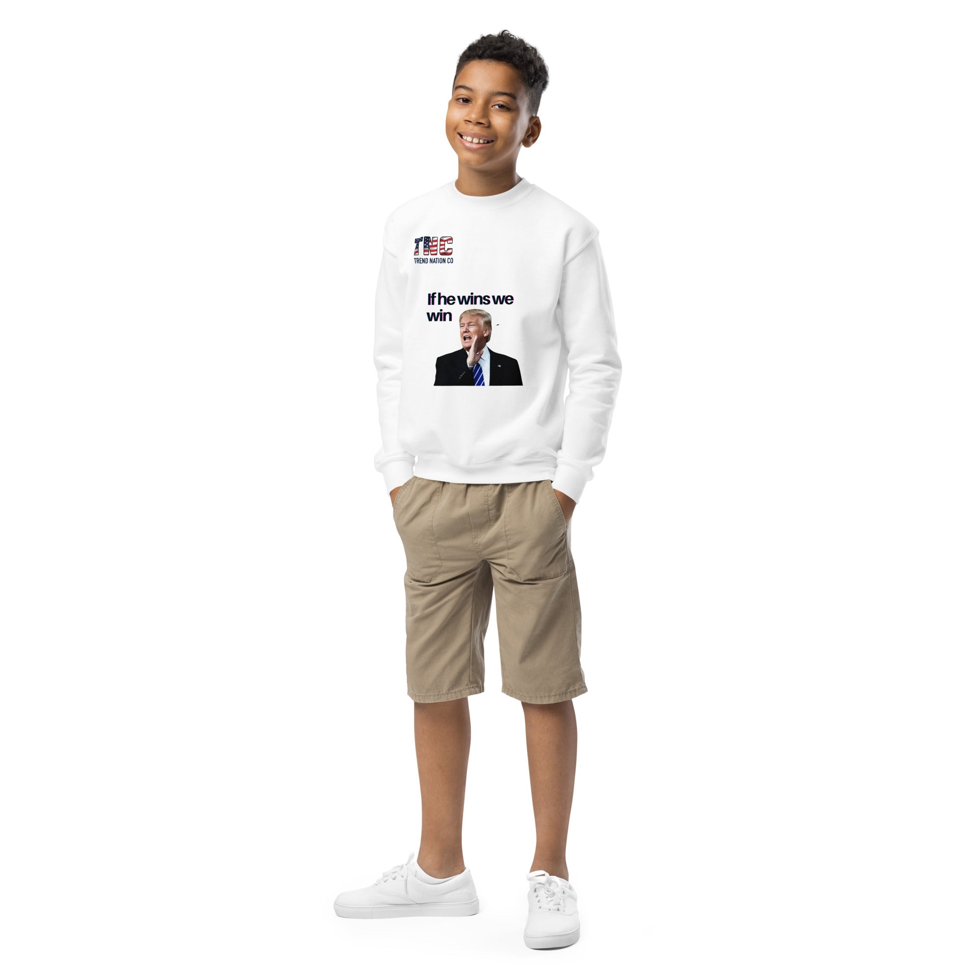 Youth He Wins We Win crewneck sweatshirt
